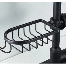 Bathroom Faucet Shelf Space Aluminum Kitchen Sink Sponge Drain Rack Black Silver Bathroom Shower Storage Rack Sundries Holder