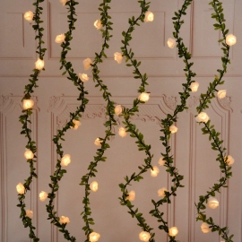 Meter Rose Flower String with Lights Wedding Table Centerpieces Decorations Glowing Artificial Rose 